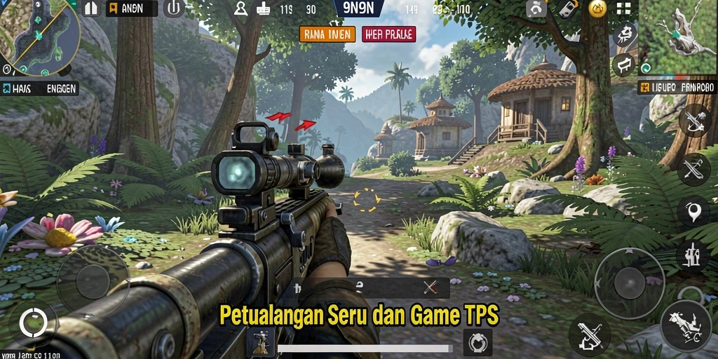 Gameplay seru dalam 9N9N dengan aksi pertarungan TPS.