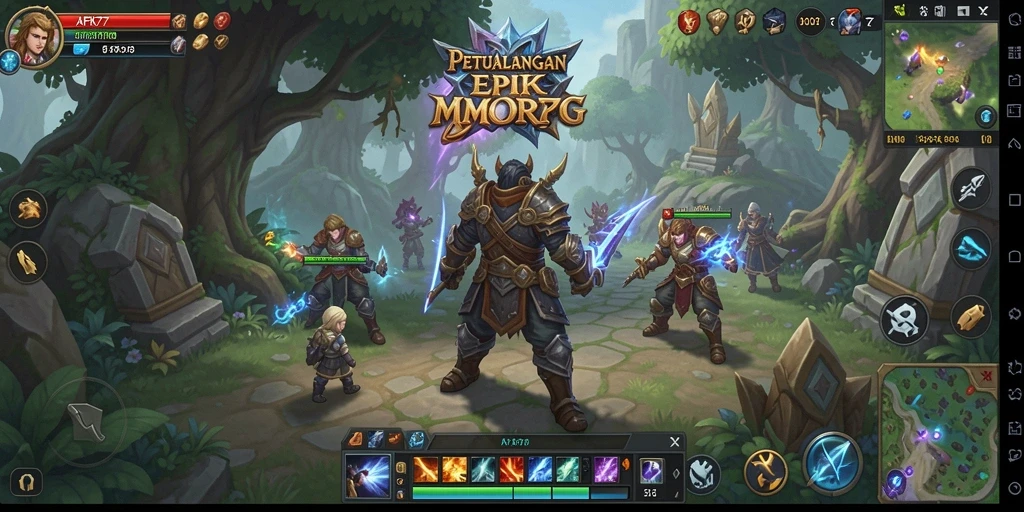 Tangkapan layar gameplay AFK77 menampilkan aksi seru di dunia MMORPG.