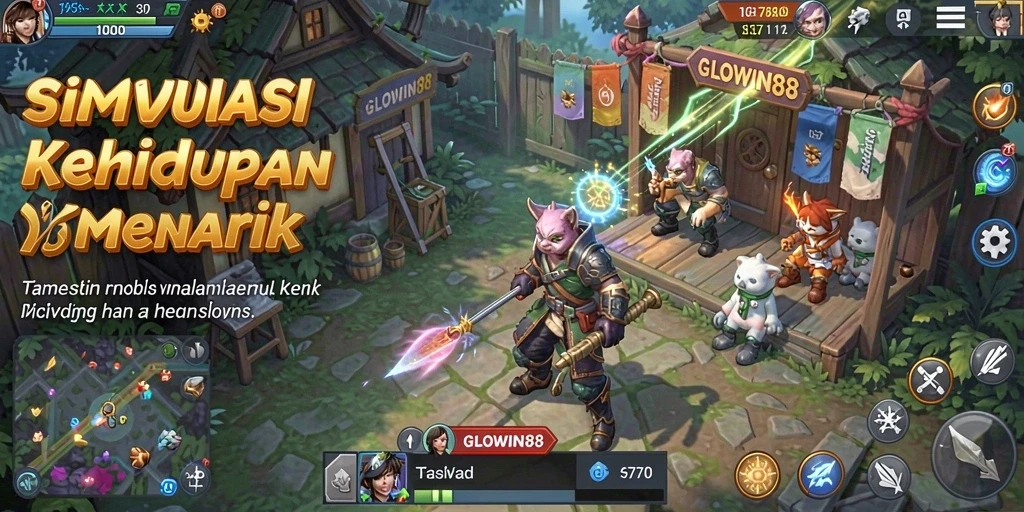Tampilan gameplay menarik dari GLOWIN88 dalam simulasi kehidupan.
