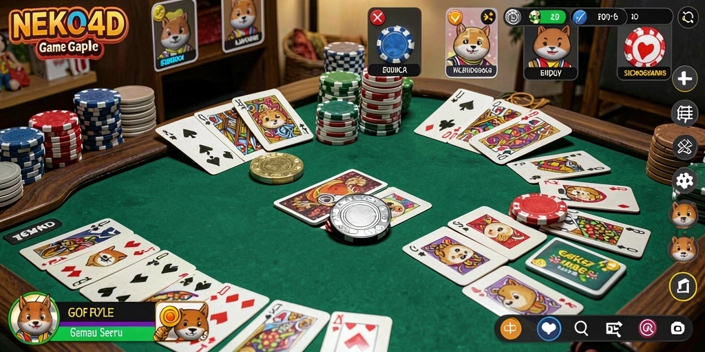 Screenshot gameplay NEKO4D menunjukkan aksi seru permainan Gaple.