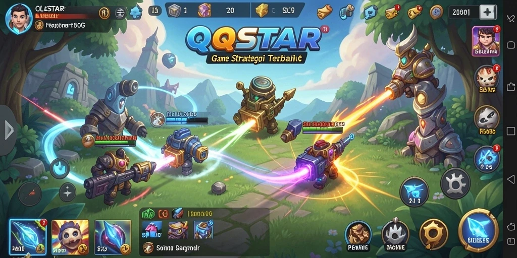 Tampilan gameplay menarik dari QQSTAR yang menggambarkan pertempuran SLG.