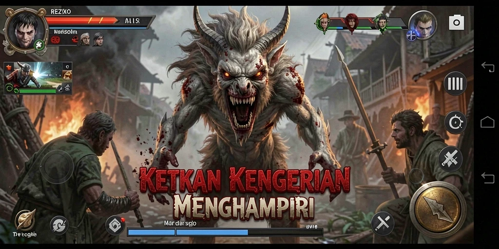 Tampilan gameplay menyeramkan dari REZIXO dengan suasana kegelapan.